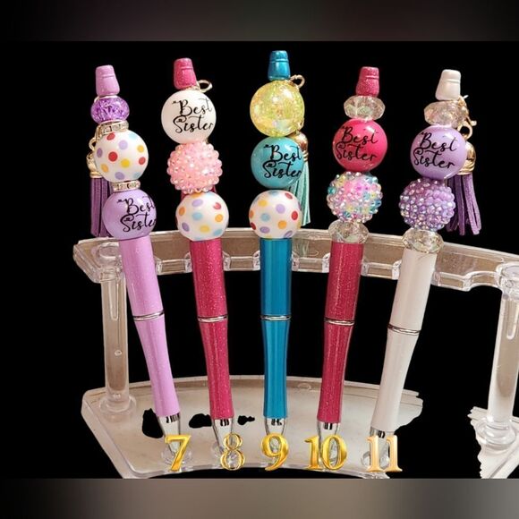 New! Custom Made Beautiful Best Sister Beaded Pen w/Free In… - Picture 2 of 2